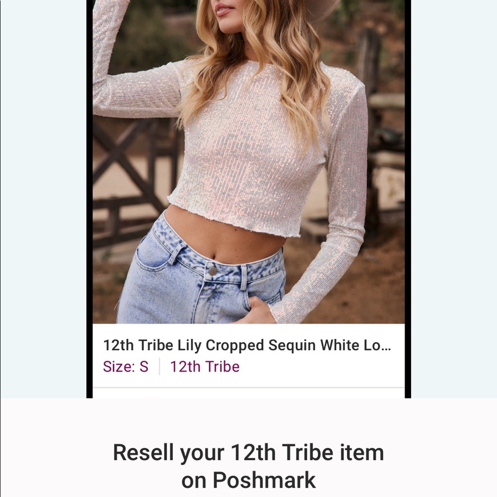Never worn Sequin long sleeved crop top